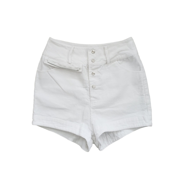 My Mum Made It white corduroy high waisted shorts - Picture 3 of 9